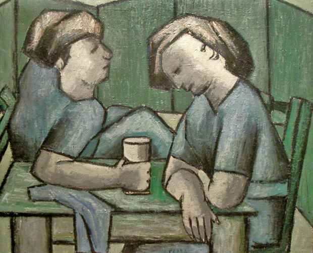 Figuras sentadas a la mesa - Ginés Parra - estudio-53