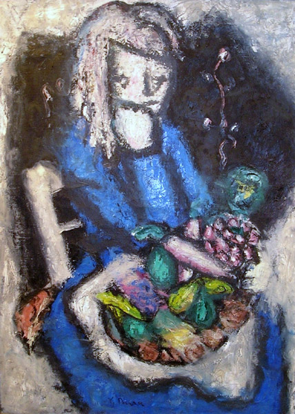 Mujer sentada con frutas - Ginés Parra - estudio-53