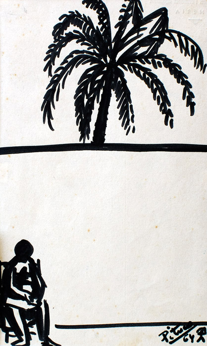 Mujer sentada bajo una palmera - Pituco - estudio-53