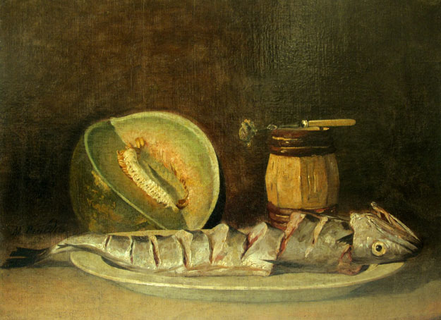 Bodegón con melón y pez - Miguel Pineda Montón - estudio-53